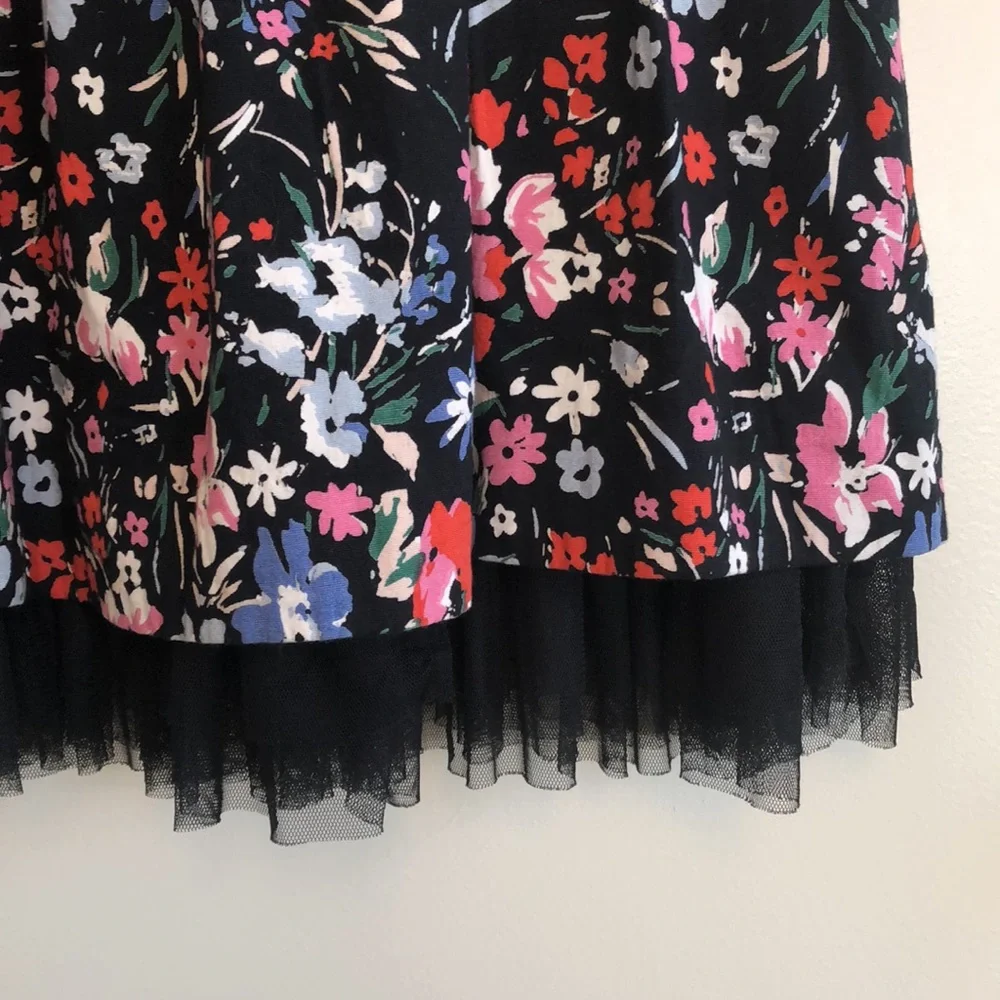 Free People dress, multi color floral print on black background, size 10 - Picture 5 of 15